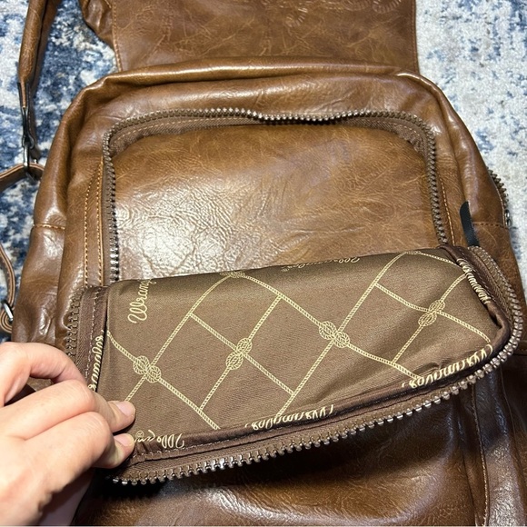 Montana West x Wrangler Brown Vegan Leather Laptop Backpack main image 6